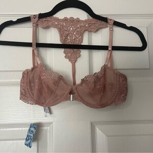 NWT underwire free people 32A bra XS lace sheer French dot racerback sexy fancy